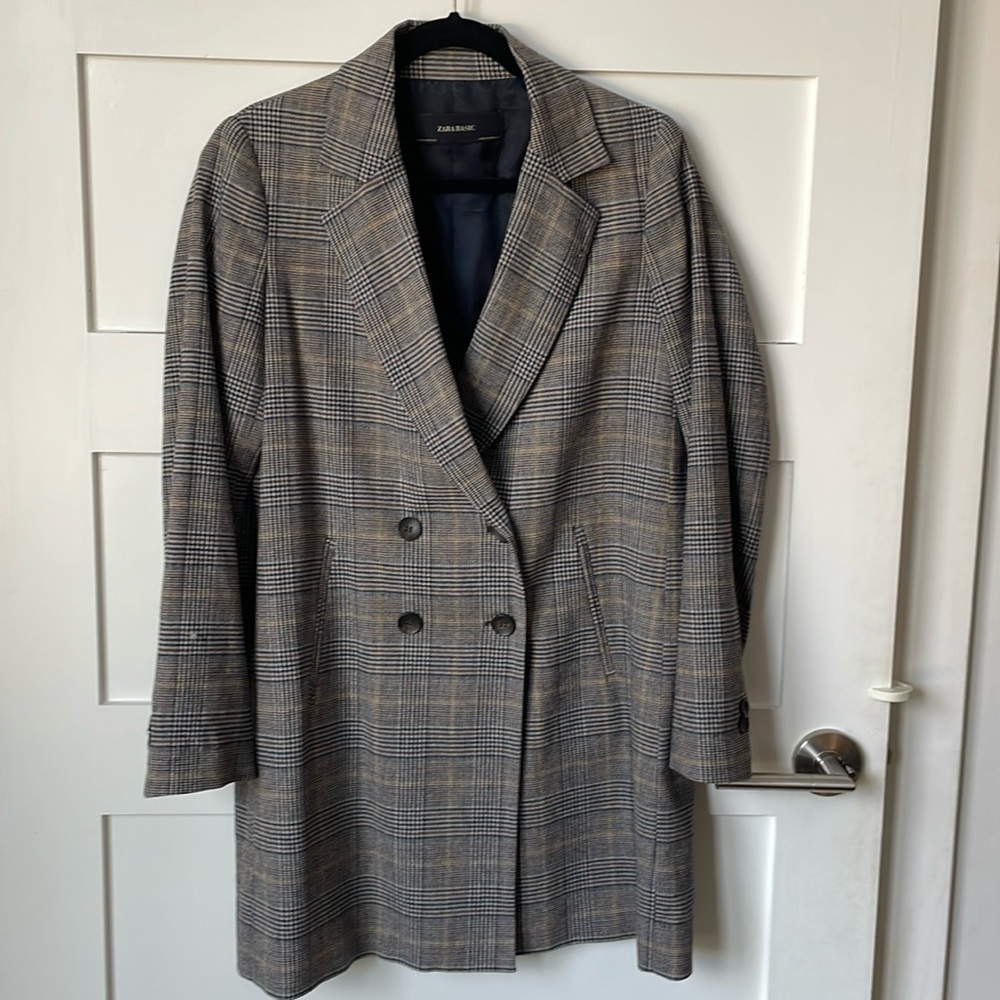 Zara longline checkered blazer size M